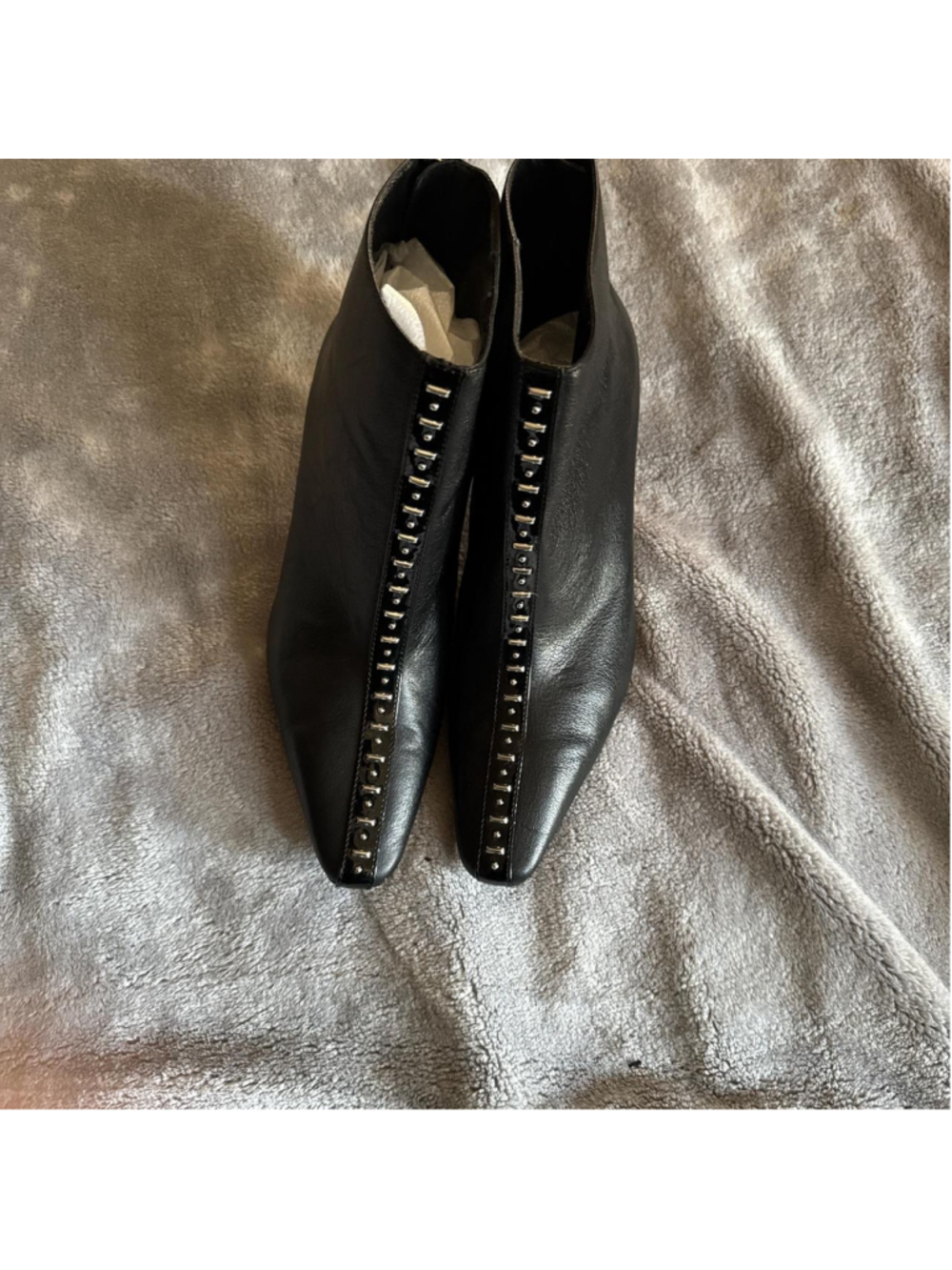 Zara Black leather ankle boots with silver studs #studded #edgy brand new withou